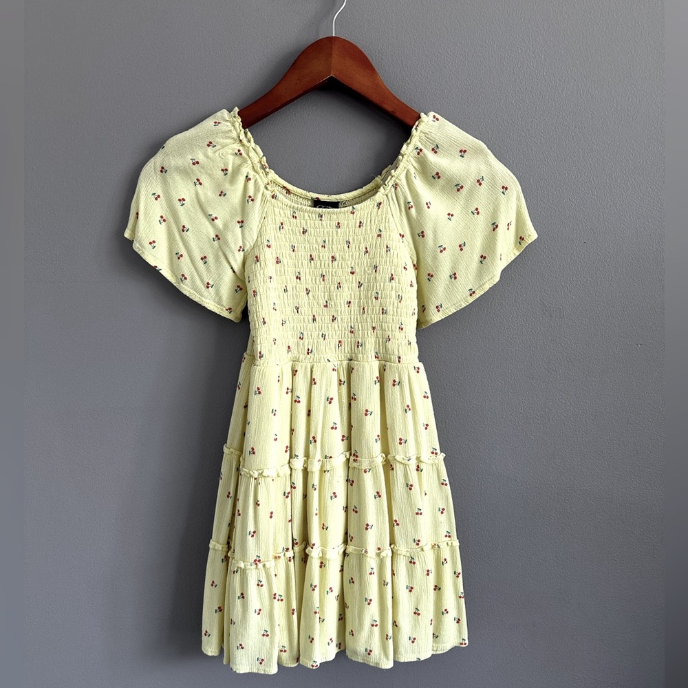Adorable Art Class Yellow Dress With Cherries